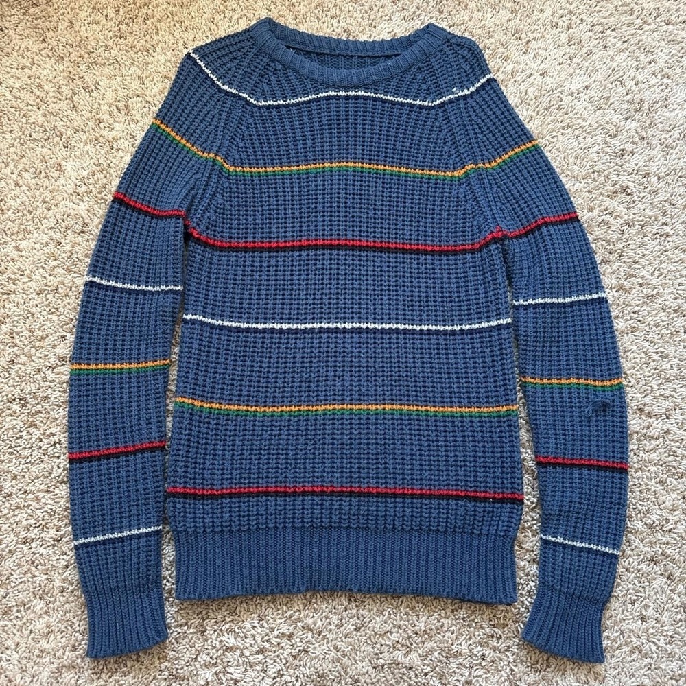 Vintage 90s Rainbow Striped Waffle Knit Sweater Dress